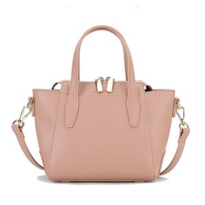 Chic Light-Toned Leather Tote: Elegant Short Handle Bag