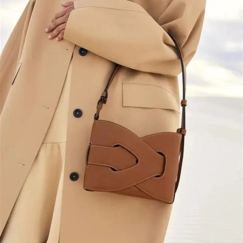 Premium Leather Interlace Shoulder Bag - Modern Luxury Handbag - Image 2