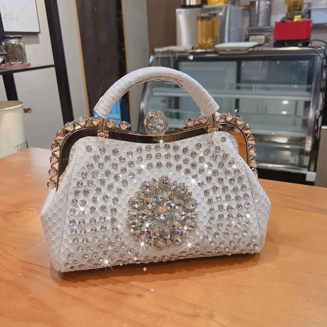 Timeless Elegance: Luxury Diamond-Embellished Women's Leather Handbag - Image 2