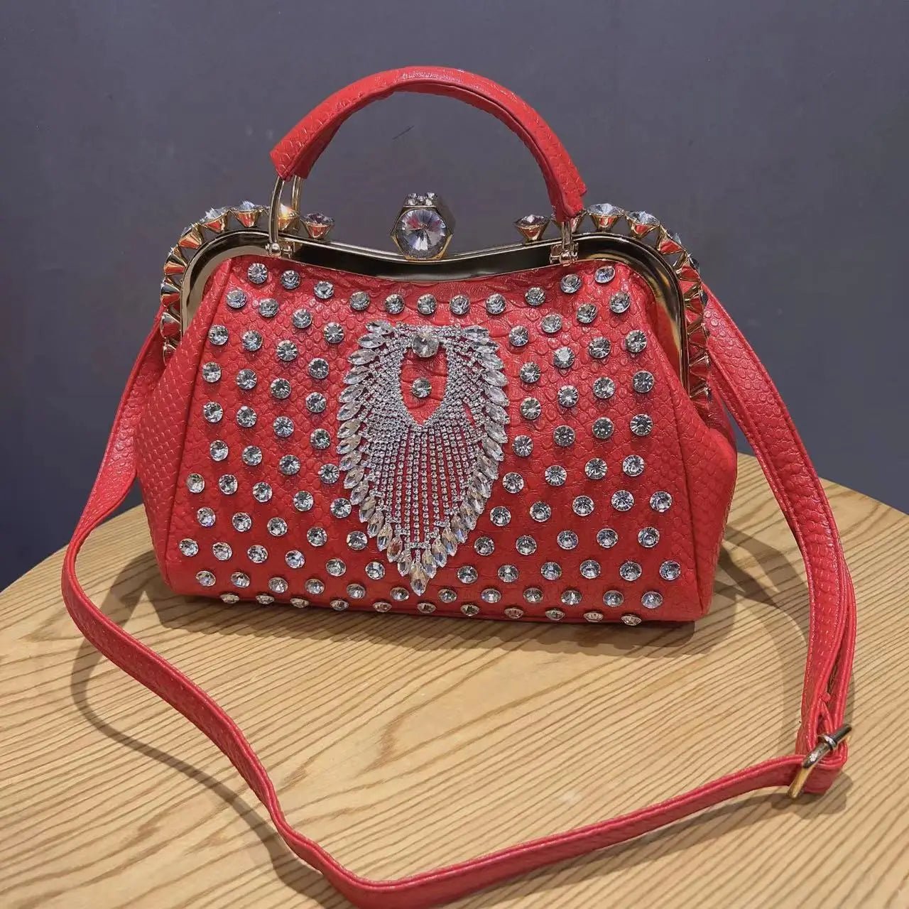 Timeless Elegance: Luxury Diamond-Embellished Women's Leather Handbag - Image 10