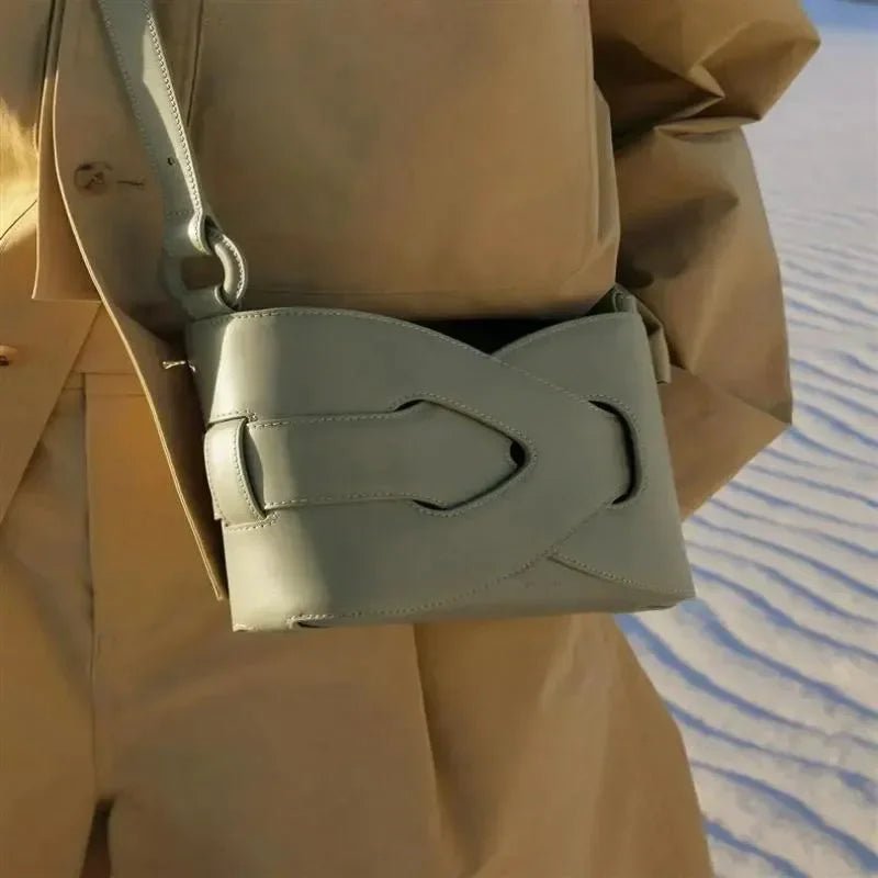 Premium Leather Interlace Shoulder Bag - Modern Luxury Handbag - Image 4